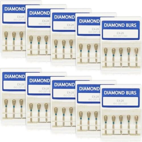 10 PACKS Dental Diamond Bur EX-26 Lingual Fossa Cavity Occlusion Preparation