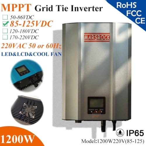 1200W MPPT solar Grid Tie Micro Inverter with IP65 waterproof,85-125VDC,220V(190-260VAC),LED&LCD display for solar panel system