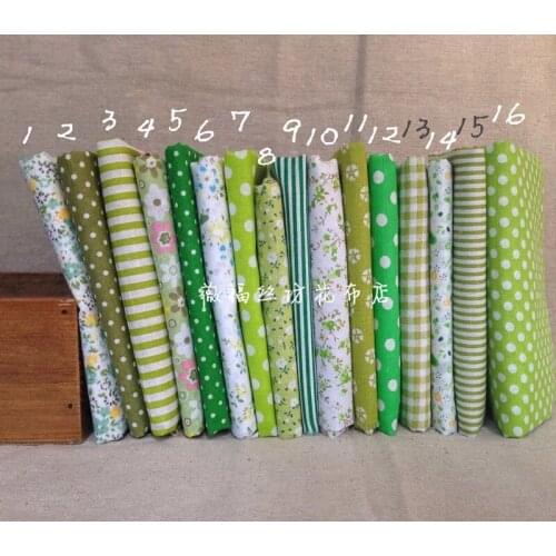 16pcs/Lot,100% Cotton Plain Green Printed Quilted Fabrics Set,Textile Patchwork,Fabric for Sewing,Tissue,Cloth,Tilda-50x50cm
