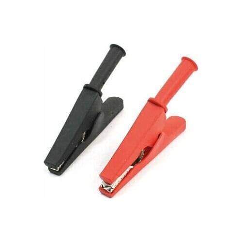 2Pcs Insulated Alligator Clips Test Lead Crocodile Clamps Red Black 78mm