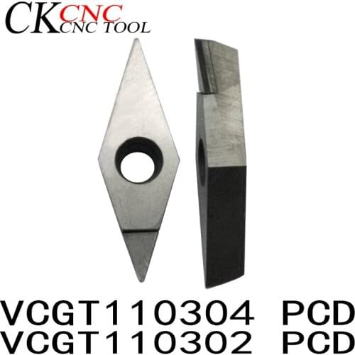 2pcs VCGT110302 PCD VCGT110304 PCD Diamond inserts Carbide Milling Insert CNC insert dimond blade cutting carbide turning tool