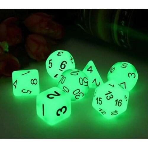 7psc/set Luminous Mini Dice Polyhedral Sided Multi-faceted Game Mini Set Dice Board Game DND Dice Set For Dungeons