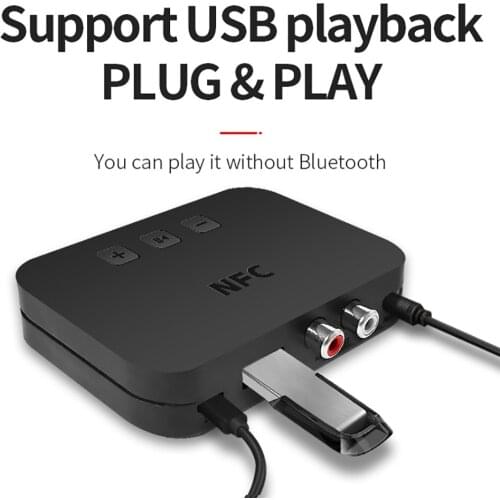 NFC Bluetooth Audio Receiver 3.5mm AUX Car Bluetooth Receiver RCA Bluetooth 5.0 Adapter With Mic For Car TV Speaker Auto ON/OFF