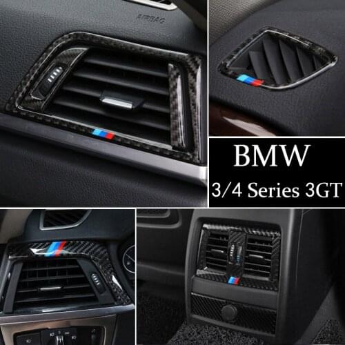 For BMW 3 4 Series 3GT F30 F31 F32 F34 Carbon Fiber Car Console Air Outlet Air Conditioning Vent Decorative Cover Frame Stickers