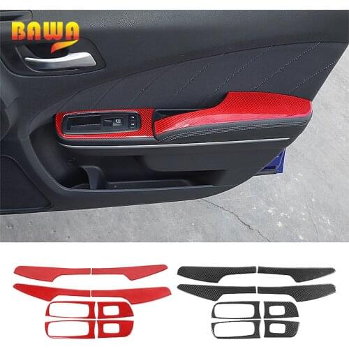 BAWA Carbon Fiber Style Interior Co-Pilot Handle Decorate Cover Trim Accessories for Dodge Charger 2015