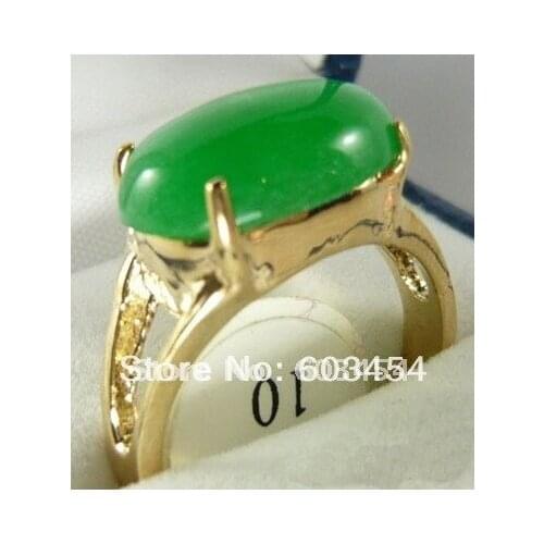 FREE SHIPPING>>>@@ Wholesale Cheap Emerald Green Jade Bead 18KGP Men and women Ring size:6.7.8.9.10/ Free Shiping