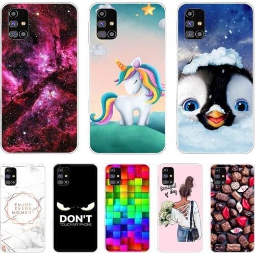 Cover For Samsung Galaxy A41 A51 5G A70E A71 Case Black Silicone Soft Cover For Samsung M11 A11 M31 Mobile Phone Cases Cute Cat