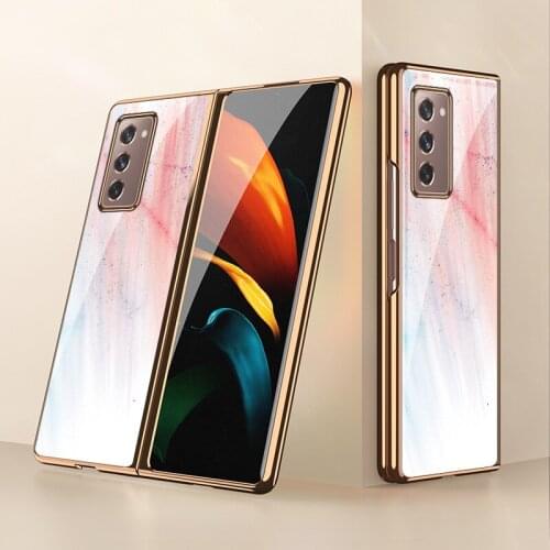 Z Fold 2 Funda Case for Samsung Galaxy Z Fold 2 W21 Z Flip Glitter Gradient Tempered Glass Coque Phone Case Cover Z Flip
