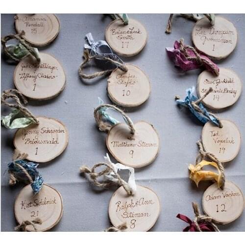 Wooden Tag DIY wood slice with hole and burlap ribbon, Escort card on slices of birch, Rustic wedding vase filler, mini coasters