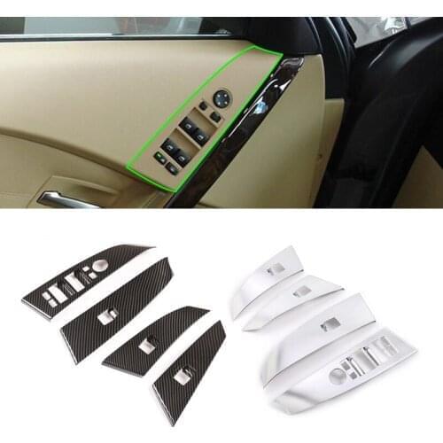 For BMW 5 Series E60 2004 2005 2006 ABS Chrome Car Interior Door Window Lift Switch Button Panel Frame Protective Cover Trim