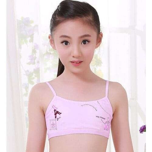 Girls junior high school girls development period underwear no rims strap type cotton bra sports vest