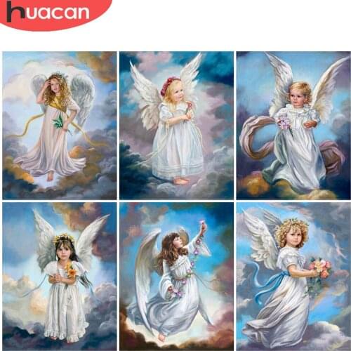 HUACAN 5D Full Drill Diamond Painting Angel Diamond Mosaic Portrait Cross Stitch Wall Art Decoration For Home