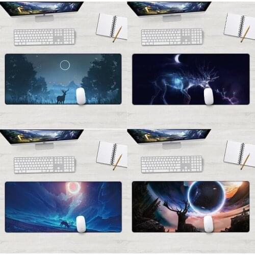 Deep Forest Deer Laptop Gamer Mousepad Gaming Mouse Pad Large Locking Edge Keyboard 80x30cm Desk Mat for Gamer Mice Mat Mousemat