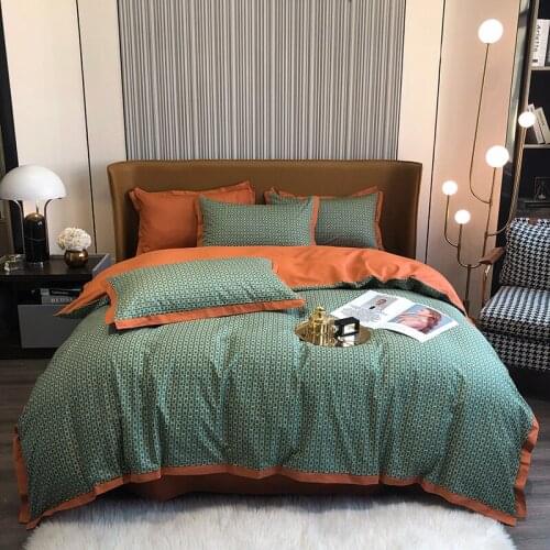 Luxury Cotton digital printed Bedding double bed queen geo classic marble print quilt Duvet Cover Bedsheet set Fitted sheet 4pcs