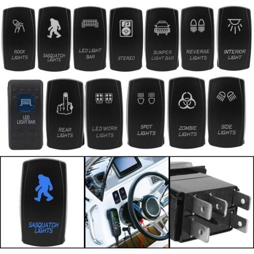 LEEPEE 1pc 12V 24V ON-OFF Blue LED SPST Carling Switch Car Boat Truck Rocker Switch 5 Pin Marine Switch Universal