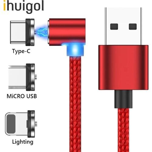 !ACCEZZ Magnetic Cable L-shape Fast Charging Cable Micro USB Type C For iPhone Samsung Xiaomi Universal Magnet Charge Cord Line