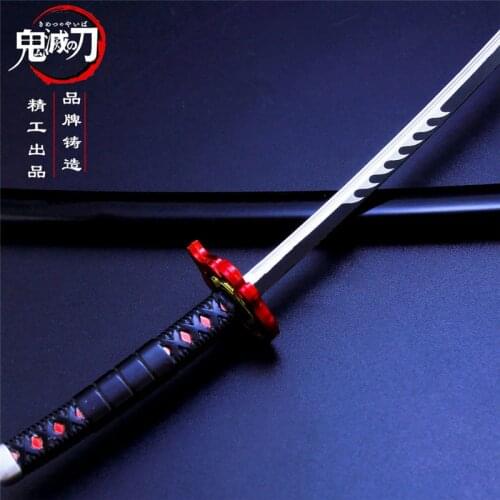 Demon Slayer Mugen Train Discoloration Knife Metal Gift Props Katana Swords Anime Desktop Bedroom Decoration Accessories