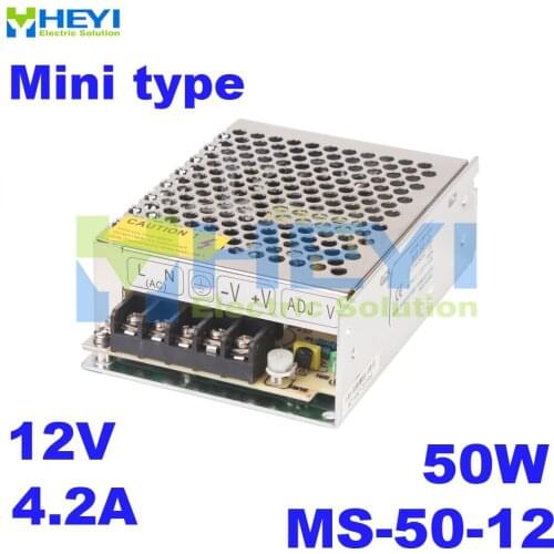 CE approved Micro single switching power supply MS-50-12 output 12VDC 4.2A mini ac dc switching power supply