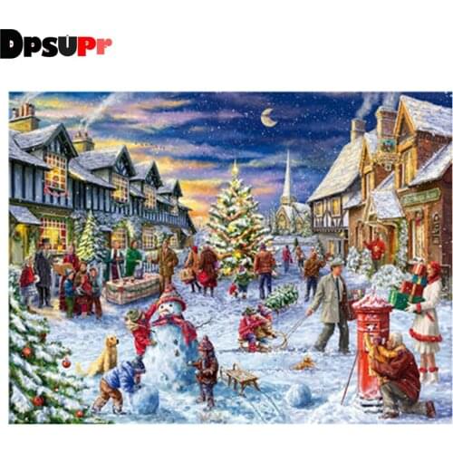 Dpsupr Full Square/Round Drill 5D DIY Diamond Painting "Snow Scenery" Diamond Embroidery Cross Stitch Decor Christmas Gift BH14
