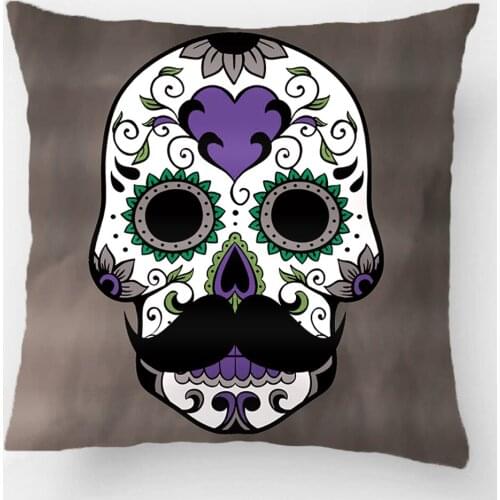 Mustache Day Of The Dead Sugar Skull Throw Pillow Case Decorative Cushion Cover Pillowcase Customize Gift By Lvsure For Car Sofa