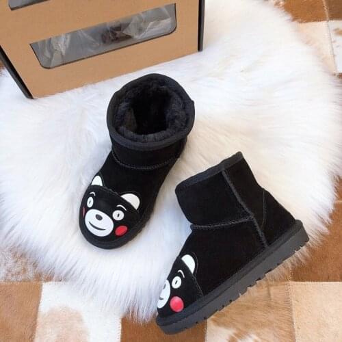 2021 Fashionable children new genuine leather cartoon snow boots winter warm Boys Girls animal non-slip cute snow boots Kid shoe