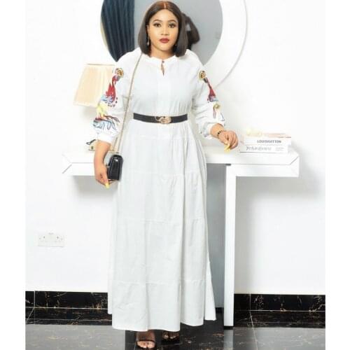 2021 New Spring And Summer African Women Long Sleeve Printing Long Maxi Dress African Clothing African Dresses For Women No Belt