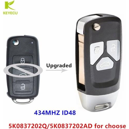 KEYECU Upgraded Car Remote Key 5K0837202Q/5K0837202AD for Volkswagen Beetle/Caddy/Eos/Golf/Jetta/Polo/Scirocco/Tiguan/Touran/UP