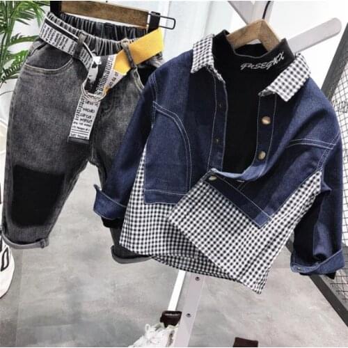 Boys Clothes Boy Clothing Set Denim shirts, T-shirts and jeans 3pcs Fashion Boy Suit Set Casual Hot Sale Kids Costume Boys set