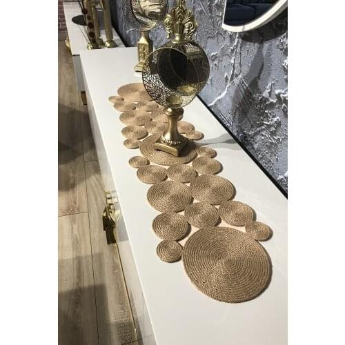 Wicker Table Cloth Jute Runner Living Room, Kitchen, Garden, Wedding, Party, Invitation, seamless 100x25 Cm Natural Material, Stylish Dining