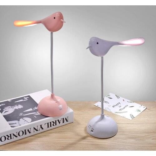 Simple Usb Rechargeable Bedroom Table Lamps Nordic Bird Touch Three Gear LED Table Lanterns Living Room Reading Nightstand Lamp