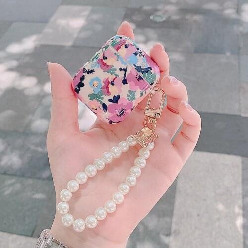 Retro Flower Pattern silicone Earphone Case For AirPods 2/1 Headset Box For AirPods Pro 3 Protect Cover With Cute Pearl Bracelet