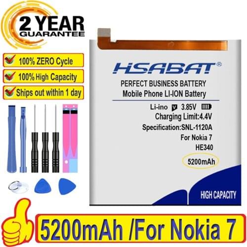 Top Brand 100% New 5200mAh HE340 Battery for Nokia 7 Nokia7 7.1 TA-1041 Batteries + free tools