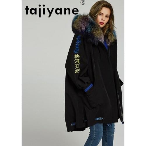 Tajiyane Winter Clothes Woman Real Rex Rabbit Fur Lining Jackets Female Natural Fox Fur Collar Hooded Parkas Abrigo Mujer TN484