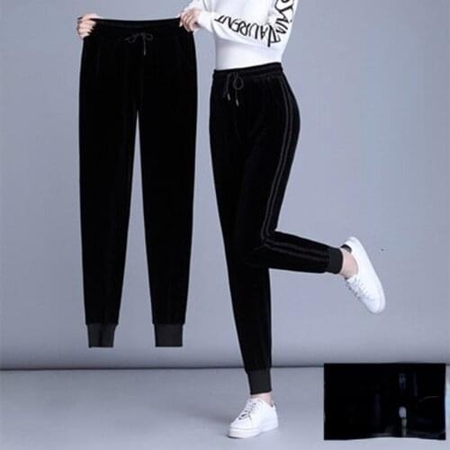 2021 Autumn Winter Pants High Quality Golden Velvet Long Trousers Women Pantalon Female Casual Plus Size Sweatpants X651