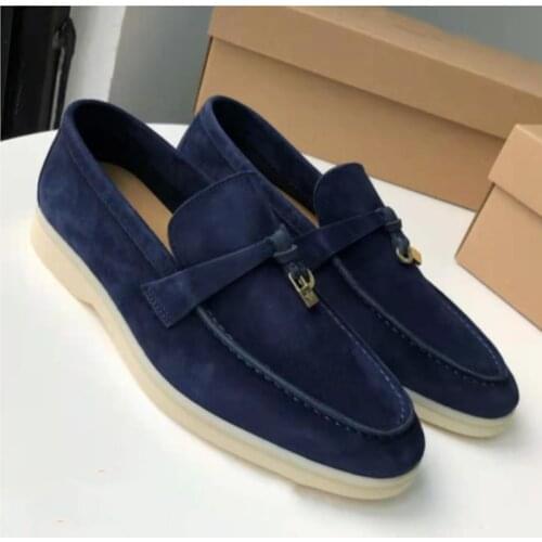 Sapatos femininos de couro genuíno confortável para negócios azul royal Sapatos femininos de condução sapatos casuais de salto p