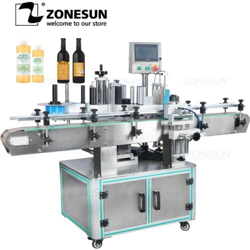 ZONESUN Automatic Positioning and Labeling Machine ZS-TB260Z Label Applicator for Cosmetic Beverage Can Jar Round Bottles