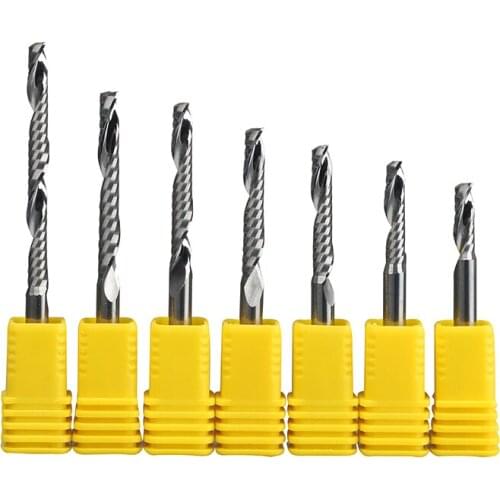 2PCS 3.175mm Single Flute Milling cutter for Aluminum working Solid Carbide End mill Router bits,aluminum composite panels