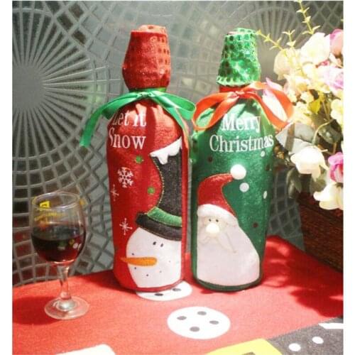 2pcs/lot Christmas Decorations for Home Santa Claus Wine Bottle Cover Snowman Gift Holders Dinner Party Decor New Year