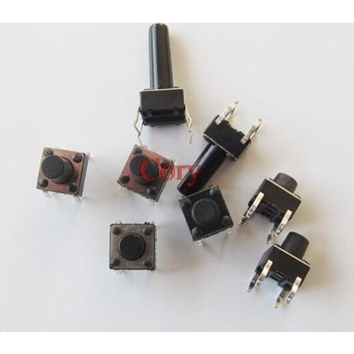 20PCS 6x6mm Panel PCB Momentary DIP 4pin Push Button Micro-Tactile Tact Switch 4.3-25mm Height Black CZYC
