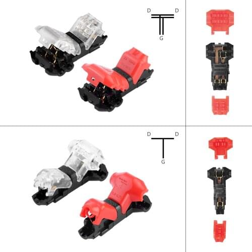 20Pcs Quick Electrical Cable 1/2 Pin I T Type Connectors Wire Connector Terminals For Wires 22-18AWG Led Strip Car Electric