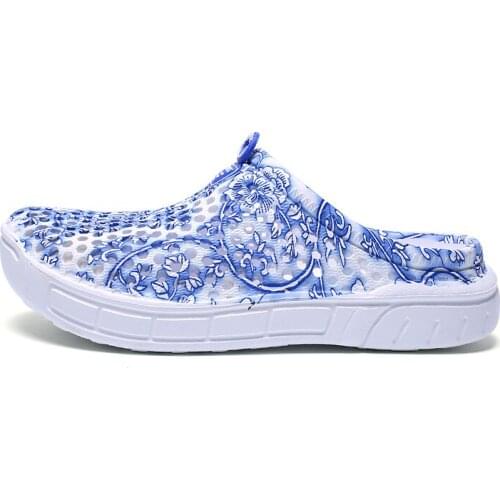 2021 Chinese Style Bue And White Porce Light Platform Ladys Slippers Summer Beach EVA Soft Sole Slide Women Slippers Sandals