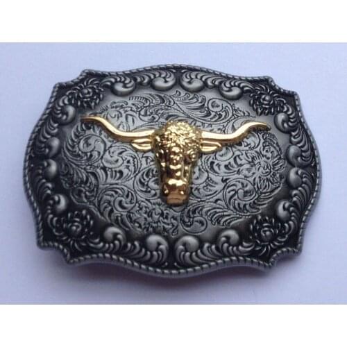 3D Cool Eagle and Bull Belt Buckle Rectangular Silver Metal For 4cm Wide Belt Men Women Jeans accessories