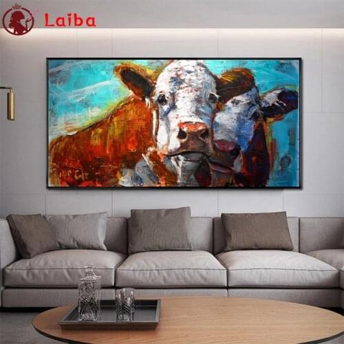 Full Diy diamond painting Abstract animal art, painted cow picture rhinestones embroidery diamond mosaic 5d cross stitch decor