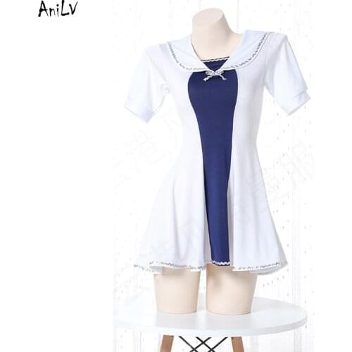 AniLV Anime Girl Student Sailor Dress Swimsuit Uniform Costume Japanese School Swimwear Dress Pool Party Cosplay