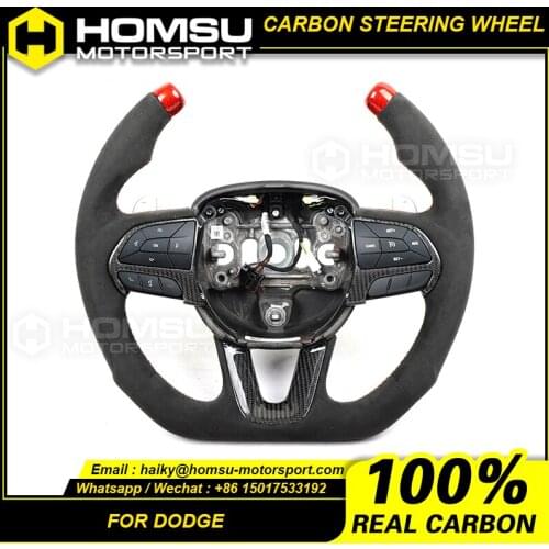 Personal customize universal modified carbon fiber suede alcant ara car steering wheel for Dodge
