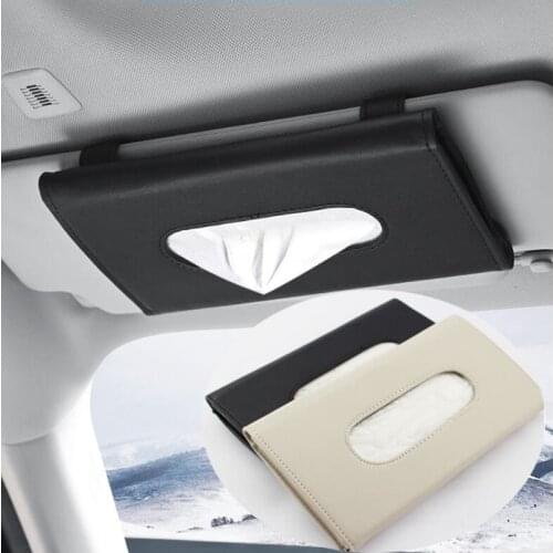 Car Tissue Box Auto Sun Visor Napkin Bag Car Interior Storage Accessories Multipurpose Tissue Dispenser Backseat Tissue Case