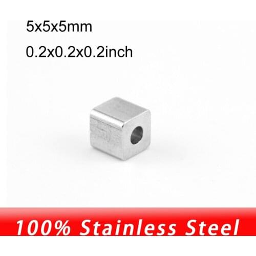 Cube beads for jewelry making 3/4/5mm diy square rectangle beads for necklace bracelets stainless steel high quality wholesale