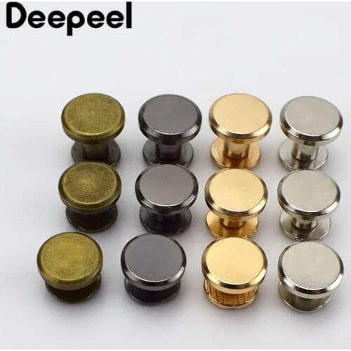 Deepeel 20pcs 5-8mm Flat Head Screws Nail Rivet DIY Bag Book Notebook Metal Binding Belt Hardware Accessories Buckle BF007