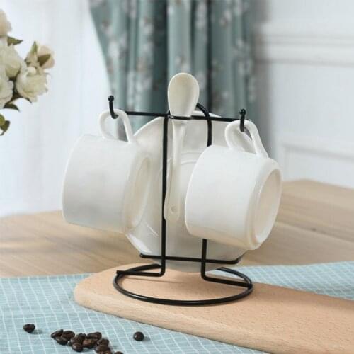 Multiple Hooks Mug Holder Innovative Glass Cup Rack Tea Black Coffee Anti-Rust Coated Steel Display Stand