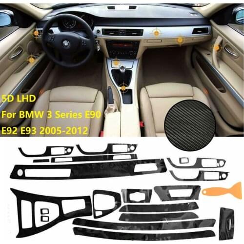 For BMW 3 Series E90 E92 E93 2005-12 5D Interior Glossy Carbon Fiber Wrap Trim Decal Automotive Interior Stickers